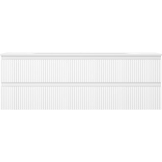 Kúpeľňová skrinka Mexen Rivel 140 cm s umývadlom Vela, 2 zásuvky, drážkovaná, matná biela - 91A20-14047-2-BFF01-W23M01