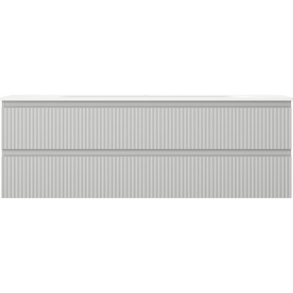 Kúpeľňová skrinka Mexen Rivel 140 cm s umývadlom Vela, 2 zásuvky, drážkovaná, matne šedá/matne biela - 91A20-14047-2-BFF62-W23M0