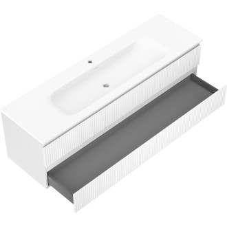 Kúpeľňová skrinka Mexen Rivel 160 cm s umývadlom Vela, 2 zásuvky, drážkovaná, matná biela - 91A20-16047-2-BFF01-W23M01