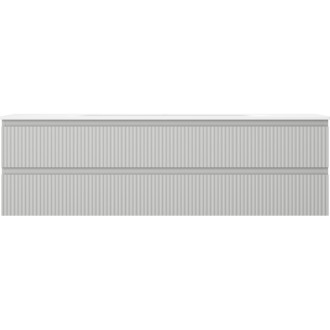 Kúpeľňová skrinka Mexen Rivel 160 cm s umývadlom Vela, 2 zásuvky, drážkovaná, matne šedá/matne biela - 91A20-16047-2-BFF62-W23M0