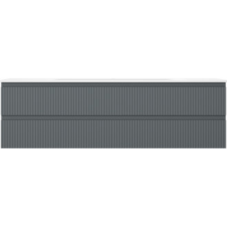 Kúpeľňová skrinka Mexen Rivel 160 cm s umývadlom Vela, 2 zásuvky, drážkovaná, grafit matný/biela matná - 91A20-16047-2-BFF66-W23M