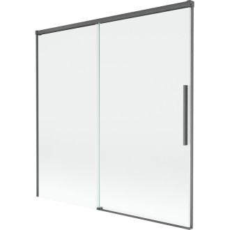 Mexen Rox 2dielna posuvná vaňová zástena 160 x 150 cm, priehľadná, kartáčovaná pištoľovo sivá - 8C9-160-001-66-00