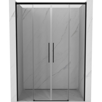 Posuvné sprchové dvere Mexen Rox 150 cm, priehľadné, čierne - 8C2-150-002-70-00