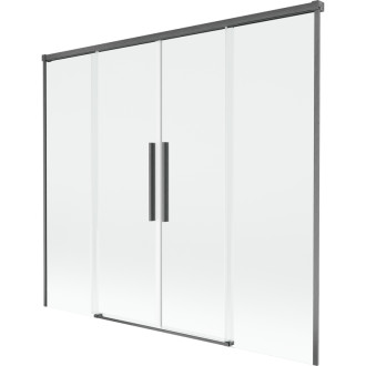 Mexen Rox 2dielna posuvná vaňová zástena 180 x 150 cm, priehľadná, kartáčovaná pištoľovo sivá - 8C9-180-002-66-00