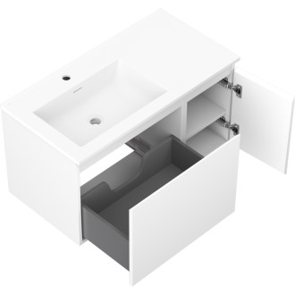 Kúpeľňová skrinka Mexen Orio 90 cm s umývadlom Otis vľavo, 1S, 1D, matná biela - 91A13-09047-3-BBFF01-W18L01