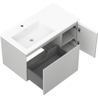 Kúpeľňová skrinka Mexen Orio 90 cm s umývadlom Otis vľavo, 1S, 1D, matná šedá/matná biela - 91A13-09047-3-BBFF62-W18L01