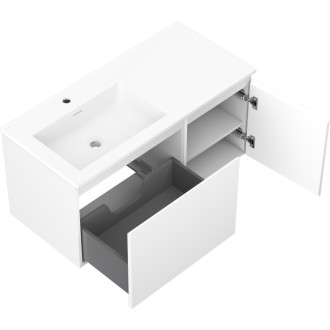 Kúpeľňová skrinka Mexen Orio 100 cm s umývadlom Otis vľavo, 1S, 1D, matná biela - 91A13-10047-3-BBFF01-W18L01