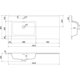 Kúpeľňová skrinka Mexen Orio 100 cm s umývadlom Otis vľavo, 1S, 1D, matná biela - 91A13-10047-3-BBFF01-W18L01