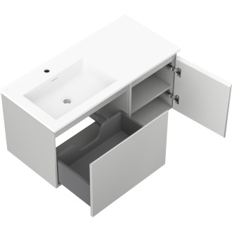 Kúpeľňová skrinka Mexen Orio 100 cm s umývadlom Otis vľavo, 1S, 1D, matná šedá/matná biela - 91A13-10047-3-BBFF62-W18L01