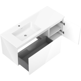 Mexen Orio szafka łazienkowa 120 cm z umywalką Otis lewą, 1S, 1D, biała połysk - 91A13-12047-3-BBFF00-W18L00