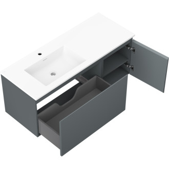 Kúpeľňová skrinka Mexen Orio 120 cm s umývadlom Otis vľavo, 1S, 1D, matný grafit/matná biela - 91A13-12047-3-BBFF66-W18L01