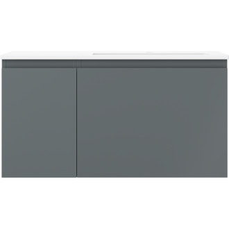 Kúpeľňová skrinka Mexen Orio 90 cm s umývadlom Otis pravé, 1S, 1D, matný grafit/matná biela - 91A13-09047-3-BBFF66-W18P01