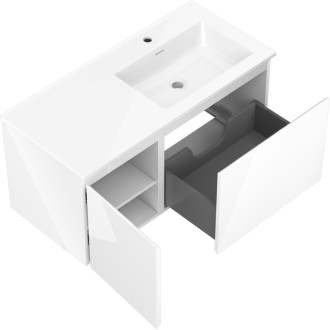 Kúpeľňová skrinka Mexen Orio 100 cm s umývadlom Otis pravá, 1S, 1D, biely lesk - 91A13-10047-3-BBFF00-W18P00