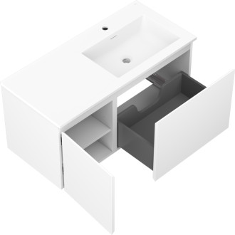 Kúpeľňová skrinka Mexen Orio 100 cm s umývadlom Otis pravé, 1S, 1D, matná biela - 91A13-10047-3-BBFF01-W18P01