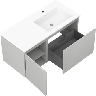 Kúpeľňová skrinka Mexen Orio 100 cm s umývadlom Otis pravé, 1S, 1D, matná šedá/matná biela - 91A13-10047-3-BBFF62-W18P01