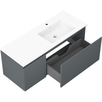Kúpeľňová skrinka Mexen Orio 120 cm s umývadlom Otis pravé, 1S, 1D, matný grafit/matná biela - 91A13-12047-3-BBFF66-W18P01