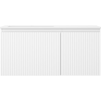 Kúpeľňová skrinka Mexen Rivel 100 cm s umývadlom Otis vľavo, 1S, 1D, drážkovaná, matná biela - 91A23-10047-3-BBFF01-W18L01