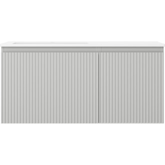 Kúpeľňová skrinka Mexen Rivel 100 cm s umývadlom Otis vľavo, 1S, 1D, drážkovaná, matná šedá/matná biela - 91A23-10047-3-BBFF62-W18L01