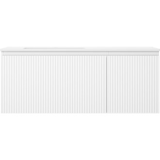 Mexen Rivel kúpeľňová skrinka 120 cm s umývadlom Otis ľavým, 1S, 1D, drážkovaná, matná biela - 91A23-12047-3-BBFF01-W18L01