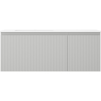 Kúpeľňová skrinka Mexen Rivel 120 cm s umývadlom Otis vľavo, 1S, 1D, drážkovaná, matná šedá/matná biela - 91A23-12047-3-BBFF62-W18L01