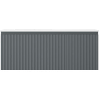 Kúpeľňová skrinka Mexen Rivel 120 cm s umývadlom Otis vľavo, 1S, 1D, drážkovaná, grafit matný/biela matná - 91A23-12047-3-BBFF66-W18L01
