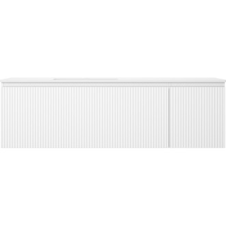 Mexen Rivel kúpeľňová skrinka 160 cm s umývadlom Otis vľavo, 1S, 1D, drážkovaná, matná biela - 91A23-16047-3-BBFF01-W18L01