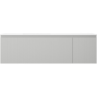 Kúpeľňová skrinka Mexen Rivel 160 cm s umývadlom Otis vľavo, 1S, 1D, drážkovaná, matná šedá/matná biela - 91A23-16047-3-BBFF62-W18L01