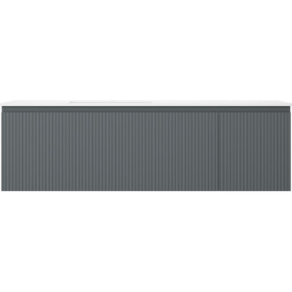 Kúpeľňová skrinka Mexen Rivel 160 cm s umývadlom Otis vľavo, 1S, 1D, drážkovaná, grafit matný/biela matná - 91A23-16047-3-BBFF66-W18L01