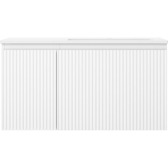 Kúpeľňová skrinka Mexen Rivel 90 cm s umývadlom Otis pravé, 1S, 1D, drážkovaná, matná biela - 91A23-09047-3-BBFF01-W18P01