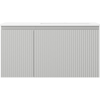 Kúpeľňová skrinka Mexen Rivel 90 cm s umývadlom Otis pravé, 1S, 1D, drážkovaná, matná šedá/matná biela - 91A23-09047-3-BBFF62-W18P01