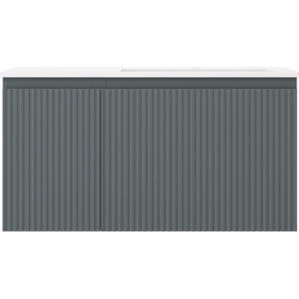 Kúpeľňová skrinka Mexen Rivel 90 cm s umývadlom Otis pravé, 1S, 1D, drážkovaná, grafit matný/biela matná - 91A23-09047-3-BBFF66-W18P01