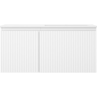 Kúpeľňová skrinka Mexen Rivel 100 cm s umývadlom Otis pravé, 1S, 1D, drážkovaná, matná biela - 91A23-10047-3-BBFF01-W18P01