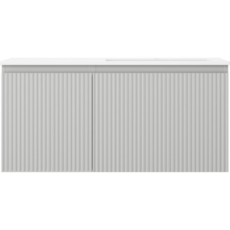 Kúpeľňová skrinka Mexen Rivel 100 cm s umývadlom Otis pravé, 1S, 1D, drážkovaná, matná šedá/matná biela - 91A23-10047-3-BBFF62-W18P01