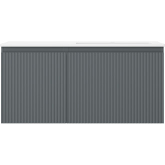 Kúpeľňová skrinka Mexen Rivel 100 cm s umývadlom Otis pravým, 1S, 1D, drážkovaná, grafit/matná biela - 91A23-10047-3-BBFF66-W18P01