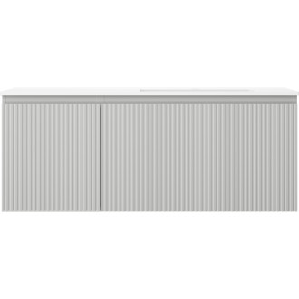 Kúpeľňová skrinka Mexen Rivel 120 cm s umývadlom Otis pravé, 1S, 1D, drážkovaná, matná šedá/matná biela - 91A23-12047-3-BBFF62-W18P01