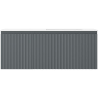 Kúpeľňová skrinka Mexen Rivel 120 cm s umývadlom Otis pravým, 1S, 1D, drážkovaná, grafit/matná biela - 91A23-12047-3-BBFF66-W18P01