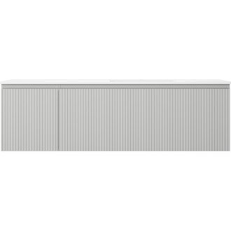 Kúpeľňová skrinka Mexen Rivel 160 cm s umývadlom Otis pravé, 1S, 1D, drážkovaná, matná šedá/matná biela - 91A23-16047-3-BBFF62-W18P01