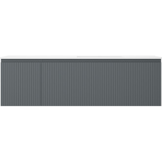 Kúpeľňová skrinka Mexen Rivel 160 cm s umývadlom Otis pravým, 1S, 1D, drážkovaná, grafit/matná biela - 91A23-16047-3-BBFF66-W18P01