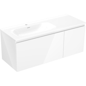 Kúpeľňová skrinka Mexen Orio 120 cm s ľavým umývadlom Vela, 1S, 1D, biely lesk - 91A13-12047-3-BBFF00-W23L00