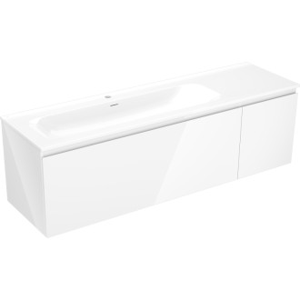 Kúpeľňová skrinka Mexen Orio 160 cm s ľavým umývadlom Vela, 1S, 1D, biely lesk - 91A13-16047-3-BBFF00-W23L00