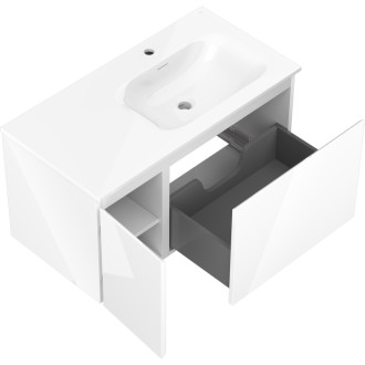 Kúpeľňová skrinka Mexen Orio 90 cm s umývadlom Vela pravá, 1S, 1D, lesklá biela - 91A13-09047-3-BBFF00-W23P00