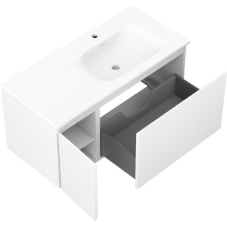 Kúpeľňová skrinka Mexen Orio 100 cm s umývadlom Vela pravá, 1S, 1D, matná biela - 91A13-10047-3-BBFF01-W23P01