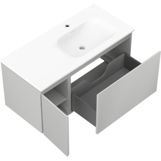Kúpeľňová skrinka Mexen Orio 100 cm s umývadlom Vela pravá, 1S, 1D, matná šedá/matná biela - 91A13-10047-3-BBFF62-W23P01