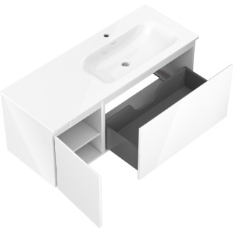 Kúpeľňová skrinka Mexen Orio 120 cm s umývadlom Vela pravá, 1S, 1D, biely lesk - 91A13-12047-3-BBFF00-W23P00