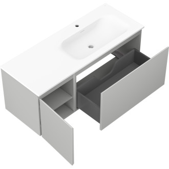 Kúpeľňová skrinka Mexen Orio 120 cm s umývadlom Vela pravá, 1S, 1D, matná šedá/matná biela - 91A13-12047-3-BBFF62-W23P01