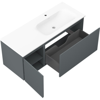 Kúpeľňová skrinka Mexen Orio 120 cm s umývadlom Vela pravá, 1S, 1D, grafit matný/biela matná - 91A13-12047-3-BBFF66-W23P01