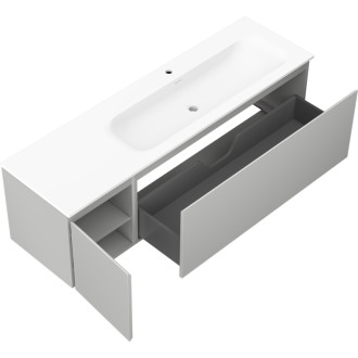 Kúpeľňová skrinka Mexen Orio 160 cm s umývadlom Vela pravá, 1S, 1D, matná šedá/matná biela - 91A13-16047-3-BBFF62-W23P01
