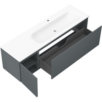 Kúpeľňová skrinka Mexen Orio 160 cm s umývadlom Vela pravé, 1S, 1D, grafit matný/biela matná - 91A13-16047-3-BBFF66-W23P01