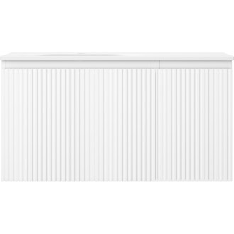 Mexen Rivel kúpeľňová skrinka 90 cm s umývadlom Vela ľavým, 1S, 1D, drážkovaná, matná biela - 91A23-09047-3-BBFF01-W23L01