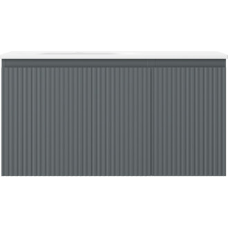 Mexen Rivel kúpeľňová skrinka 90 cm s umývadlom Vela ľavým, 1S, 1D, drážkovaná, grafit matný/biela matná - 91A23-09047-3-BBFF66-W23L01